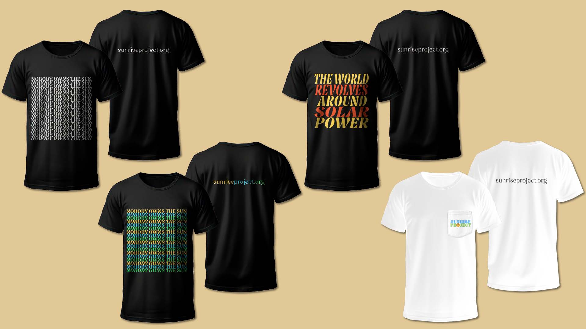 mockups of t-shirt merch for the brand